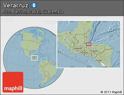 Savanna Style Location Map of Veracruz, hill shading