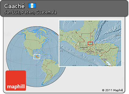 Savanna Style Location Map of Caaché, hill shading