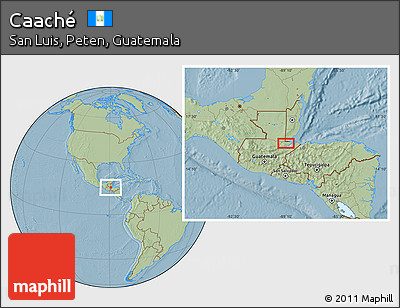 Savanna Style Location Map of Caaché, hill shading