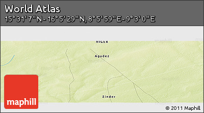 Physical Panoramic Map of the Area around 15° 48' 18" N, 8° 34' 29" E