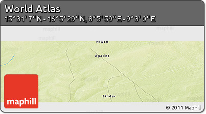 Physical Panoramic Map of the Area around 15° 48' 18" N, 8° 34' 29" E