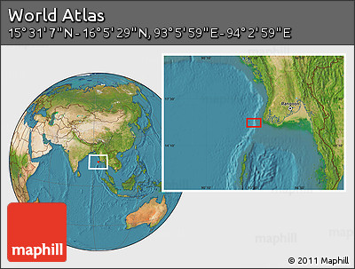 Satellite Location Map of the Area around 15° 48' 18" N, 93° 34' 29" E