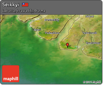 Satellite 3D Map of Seikkyi