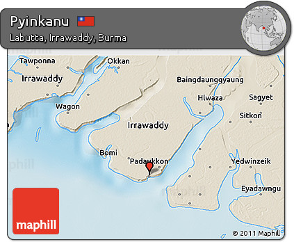 Shaded Relief 3D Map of Pyinkanu