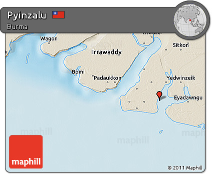 Shaded Relief 3D Map of Pyinzalu
