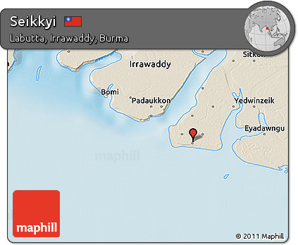 Shaded Relief 3D Map of Seikkyi