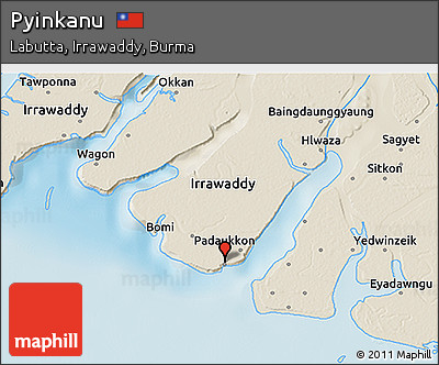 Shaded Relief 3D Map of Pyinkanu