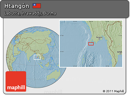 Savanna Style Location Map of Htangôn, hill shading