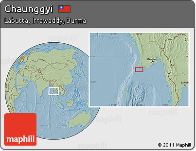 Savanna Style Location Map of Chaunggyi, hill shading