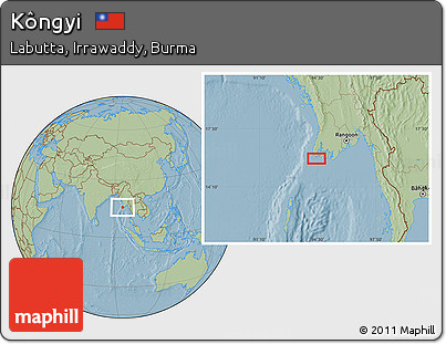 Savanna Style Location Map of Kôngyi, hill shading