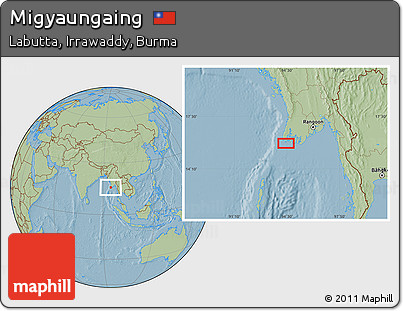 Savanna Style Location Map of Migyaungaing, hill shading