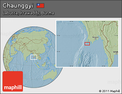 Savanna Style Location Map of Chaunggyi, hill shading