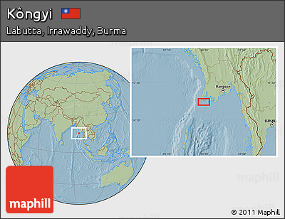 Savanna Style Location Map of Kôngyi, hill shading