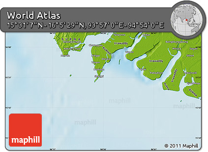 Physical Map of the Area around 15° 48' 18" N, 94° 25' 30" E