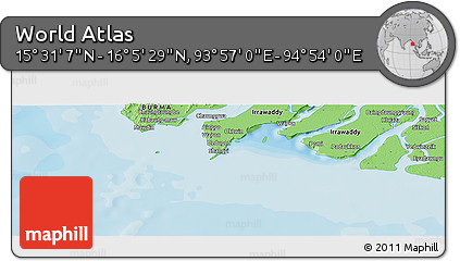 Political Panoramic Map of the Area around 15° 48' 18" N, 94° 25' 30" E