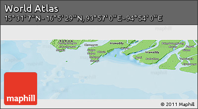 Political Panoramic Map of the Area around 15° 48' 18" N, 94° 25' 30" E