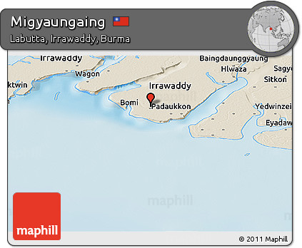 Shaded Relief Panoramic Map of Migyaungaing