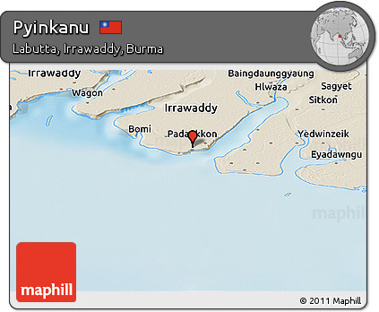 Shaded Relief Panoramic Map of Pyinkanu
