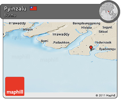 Shaded Relief Panoramic Map of Pyinzalu