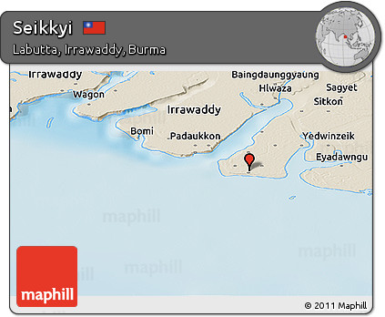 Shaded Relief Panoramic Map of Seikkyi