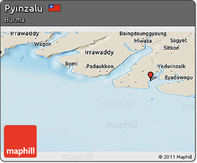 Shaded Relief Panoramic Map of Pyinzalu