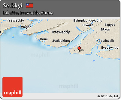 Shaded Relief Panoramic Map of Seikkyi