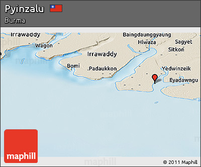 Shaded Relief Panoramic Map of Pyinzalu