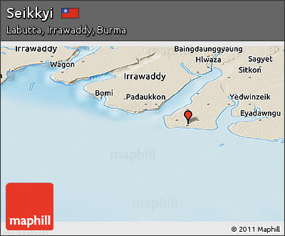 Shaded Relief Panoramic Map of Seikkyi