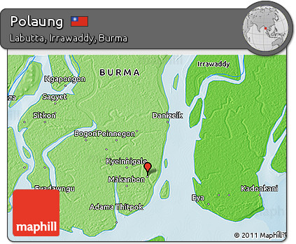 Political 3D Map of Polaung