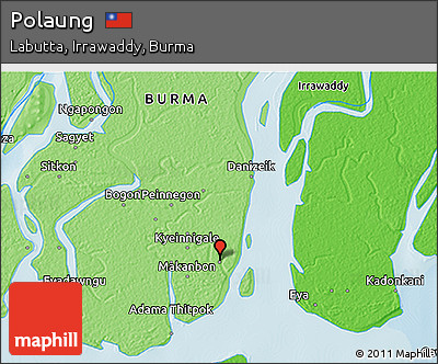 Political 3D Map of Polaung