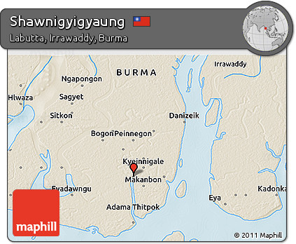 Shaded Relief 3D Map of Shawnigyigyaung