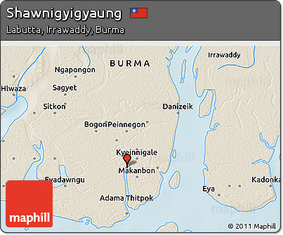 Shaded Relief 3D Map of Shawnigyigyaung