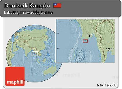 Savanna Style Location Map of Danizeik Kangôn, hill shading