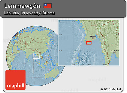 Savanna Style Location Map of Leinmawgôn, hill shading