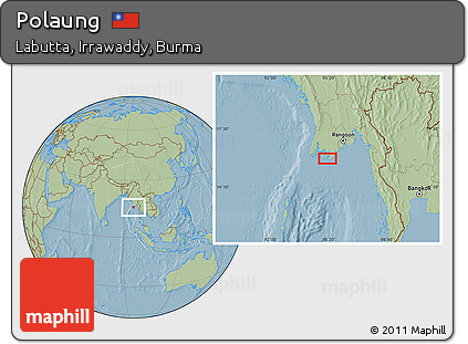 Savanna Style Location Map of Polaung, hill shading