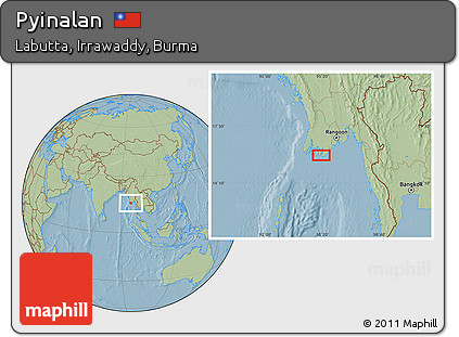Savanna Style Location Map of Pyinalan, hill shading