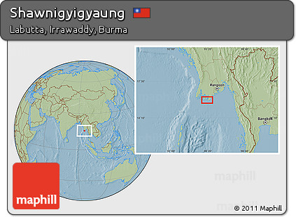 Savanna Style Location Map of Shawnigyigyaung, hill shading