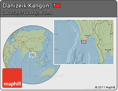 Savanna Style Location Map of Danizeik Kangôn, hill shading