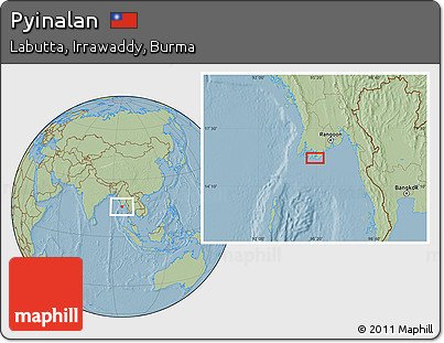 Savanna Style Location Map of Pyinalan, hill shading