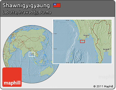 Savanna Style Location Map of Shawnigyigyaung, hill shading