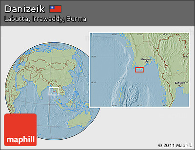 Savanna Style Location Map of Danizeik, hill shading