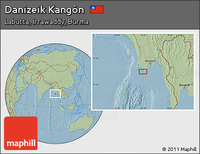 Savanna Style Location Map of Danizeik Kangôn, hill shading