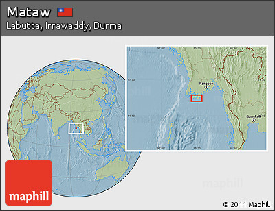 Savanna Style Location Map of Mataw, hill shading