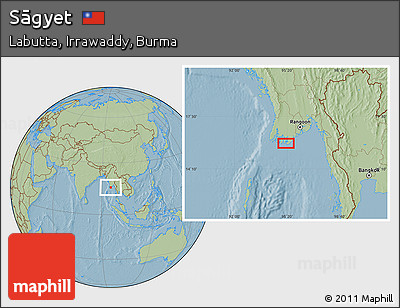 Savanna Style Location Map of Sāgyet, hill shading
