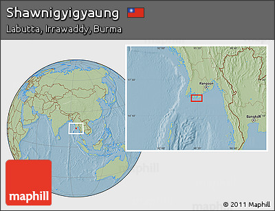 Savanna Style Location Map of Shawnigyigyaung, hill shading