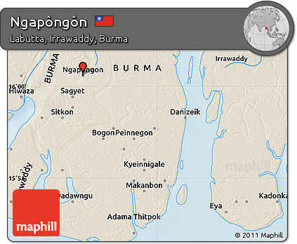 Shaded Relief Map of Ngapôngôn