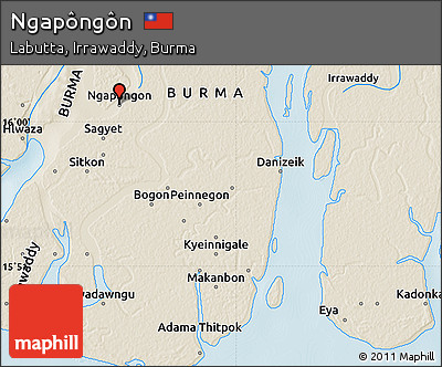 Shaded Relief Map of Ngapôngôn