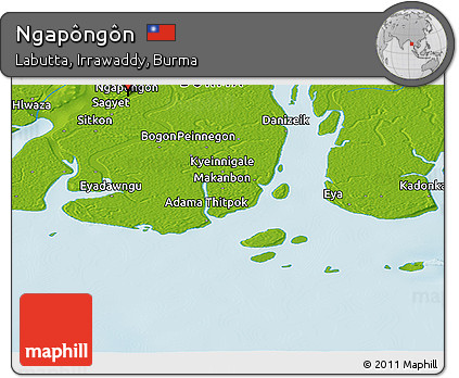 Physical Panoramic Map of Ngapôngôn