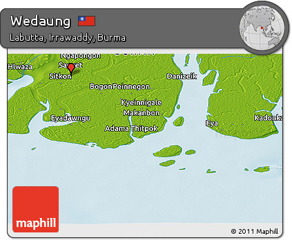 Physical Panoramic Map of Wedaung