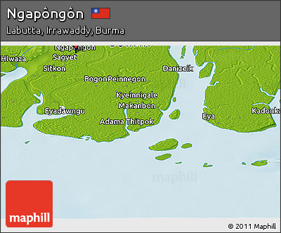 Physical Panoramic Map of Ngapôngôn